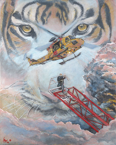 Fire and Ice - - 424 squadron Griffon Helicopter Rescue - by Len Boyd
