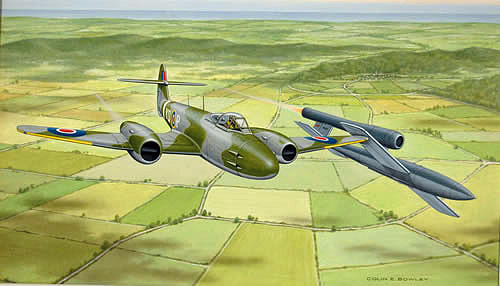 A Gloster Meteor Intercepts a V-1 Flying Bomb - by Colin E. Bowley