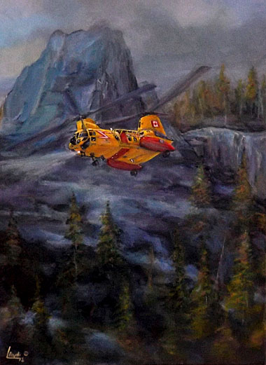 Yellow and Red...A Beacon of Hope - Boeing CH-113 Labrador Search And Rescue Helicopter - by Len Boyd