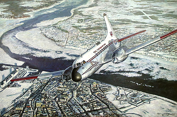 Training Flight Over Quebec City - CC-109 Cosmopolitan - by Don Connolly