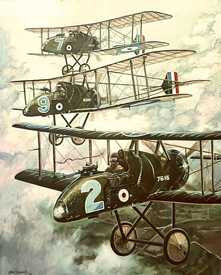 A Flight of FE.8 Fighters - WW I - by Don Connolly