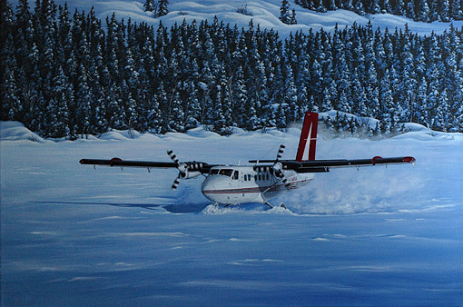 Lake Lodge - Air Tindy flying clients to Lake Lodge resort not far from Yellowknife, NWT - by Helene Girard