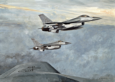 F-16s Selfridge AFB - by Charles Kadin