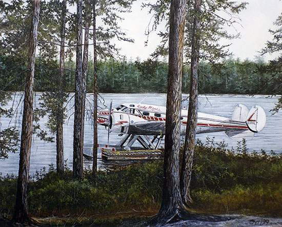 Brennan Lake - Beech 18 on Floats - by Cher Pruys