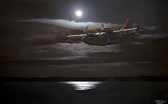 Heading Home - Ontario Government Bombardier CL-415 Water Bomber - by Cher Pruys