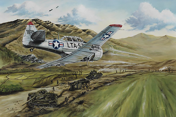 Texan Mosquito in Korea - T-6 Texan, 6147 Tactical Control Group, 'The Mosquitoes', U.S. 5th Air Force - by Paul Seguna