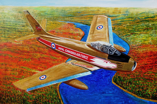 Golden Hawk - Canadair CL-13 Sabre, (Serial No. 23649), in Golden Hawks colours - by Harold Skaarup